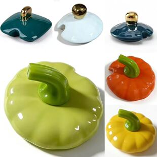 南瓜调料盒调味罐盖子配件陶瓷盖创意调味瓶盖子竹木头盖通用