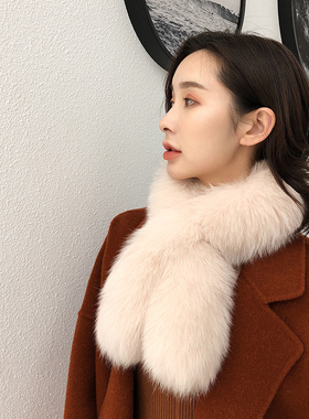 CENCY  360度全狐狸毛整皮穿插围巾女 秋冬新款网红皮草围脖真毛