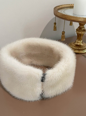 水貂整皮围巾 双面整貂皮短款围脖 吸扣真毛裘皮毛领男女貂皮围巾