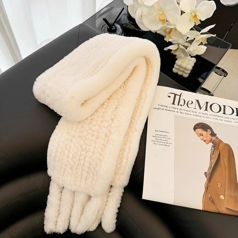 冬季新款长款皮草围巾女冬季韩版气质毛领獭兔毛流苏围巾新中式