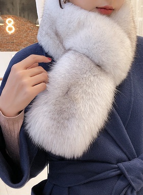 狐狸毛双面围巾皮草围脖冬季女保暖真毛大围巾整皮贵牌雪地蓝狐