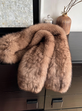 仿紫貂色狐狸毛贵气长款大围巾女士冬天保暖真毛皮草大毛领披肩