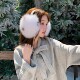 狐狸毛真毛皮草耳包 仿山猫色斑点皮草大耳罩女白色暖耳耳包冬季