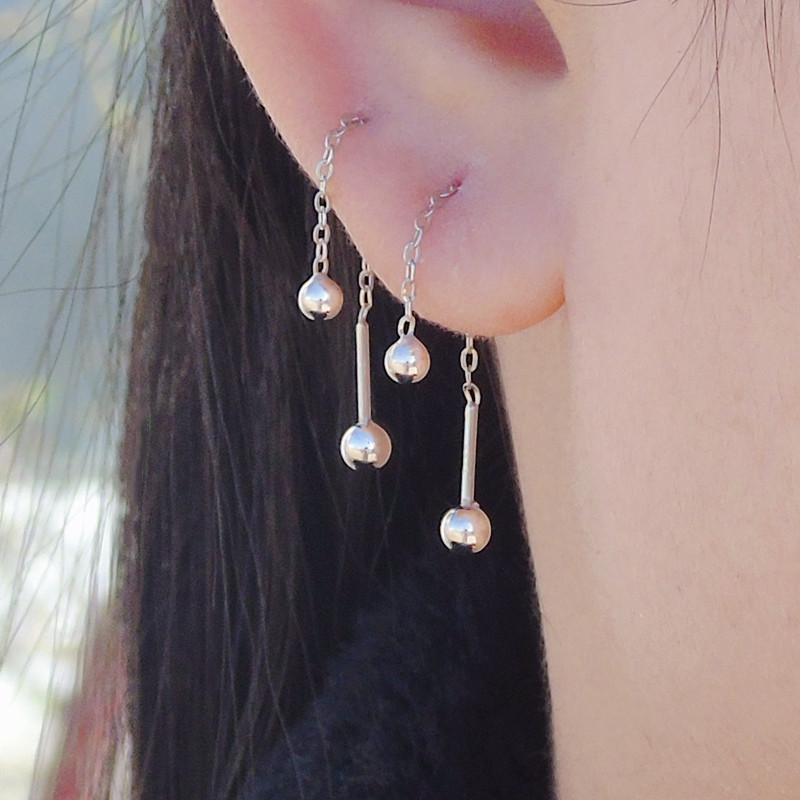 防丢短款银豆百搭个性耳线