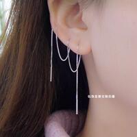 Silver multi -ear pierced earrings Top 925 silver multi -sized multi -sized wearing two three -ear basic ear -based ear -personal female ear chain