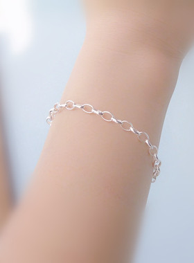 创意银手饰通体s925秀锁链粗手链