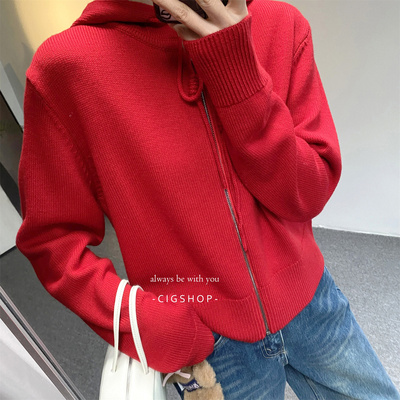 美丽诺羊毛简约百搭拉链针织开衫