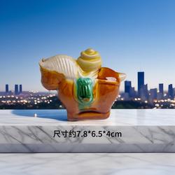 洛阳唐三彩新款马上有钱双元宝小胖马工艺品客厅摆件旅游纪念品
