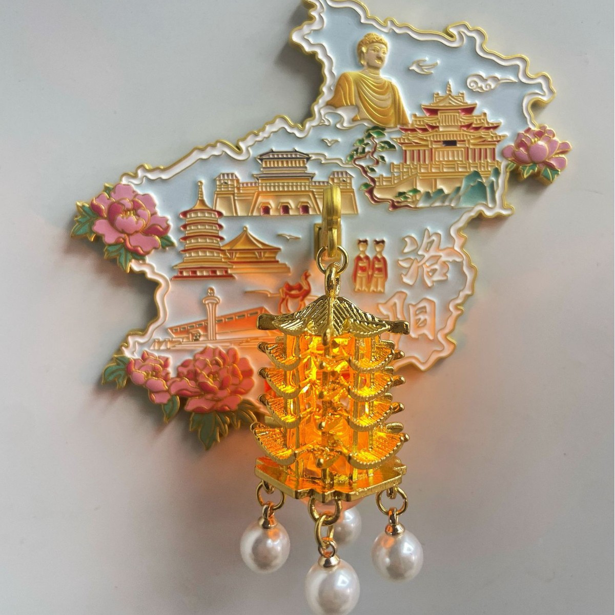 洛阳地图金属冰箱贴带灯发光氛围感冰箱贴景区文创旅游纪念伴手礼