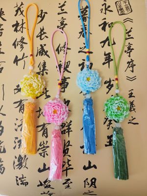 洛阳牡丹花古风流苏挂件车挂包挂旅游纪念品伴手礼创意家居饰品