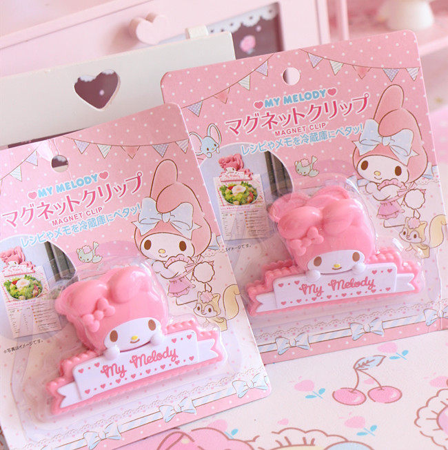 少女心粉粉美乐蒂可爱冰箱贴零食夹 留言条夹子磁铁冰箱贴
