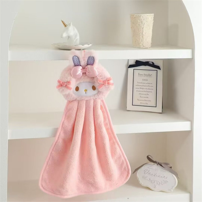 少女心粉色美乐蒂毕爱诺小羊珊瑚绒擦手巾挂式吸水小手巾厨房抹布,居家布艺,毛巾/面巾,淘宝优惠券,粉丝福利购,淘宝优惠卷