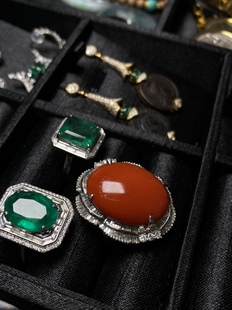 好颜色好品质海鲜pt900镶嵌珠宝首饰 回流中古戒指