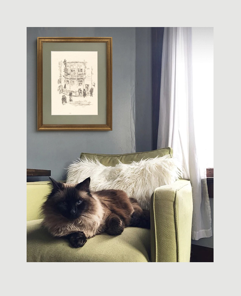 美国画家惠斯勒艺术装饰画小众卧室床头建筑挂画黑白防水墙上壁画