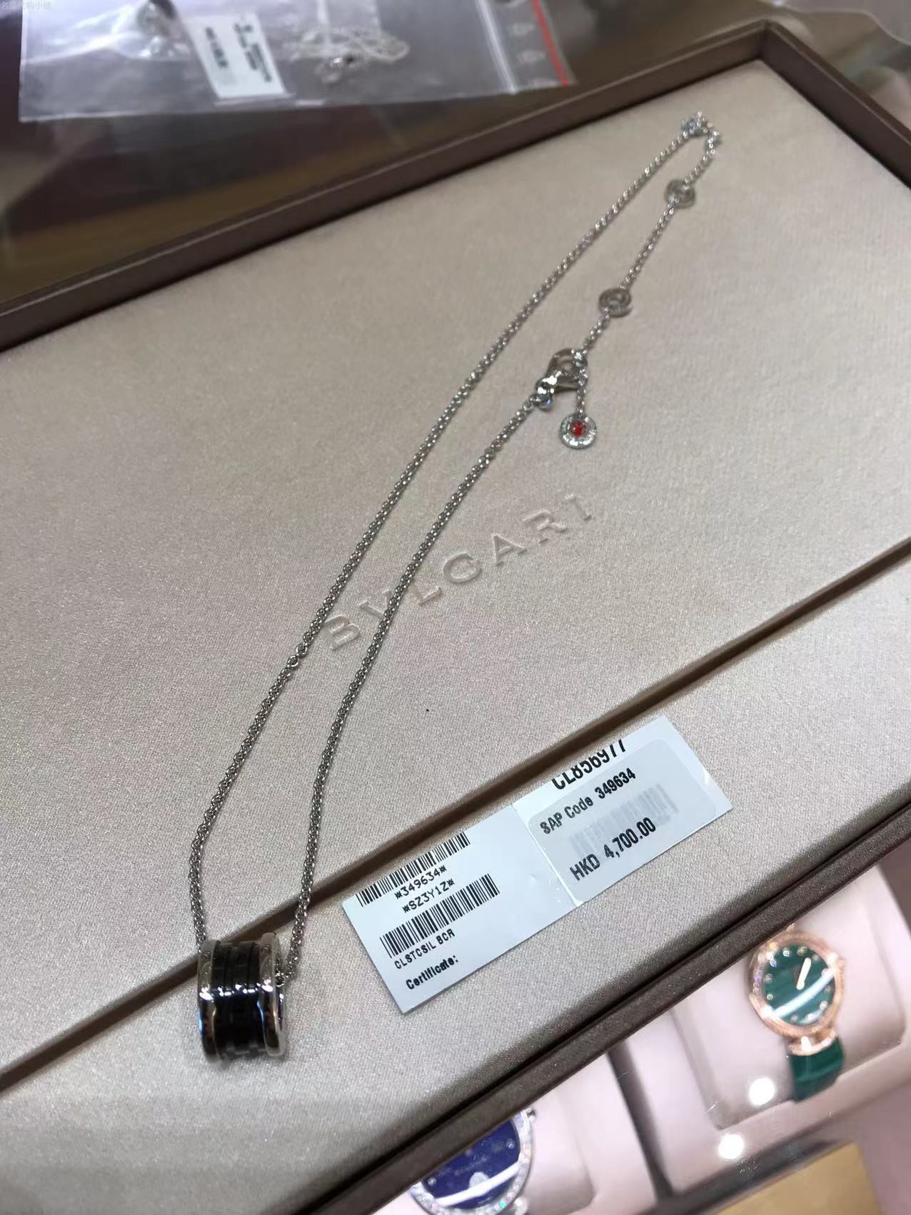 Bvlgari/宝格丽 慈善款小红人 黑色陶瓷和纯银吊坠 专柜代购 项链