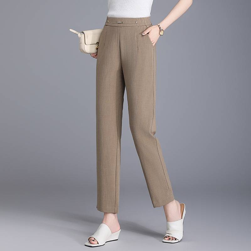 小个子显瘦烟管裤黑色小直筒裤女裤子2025新款夏季薄款高腰西装裤