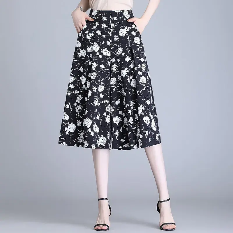 薄款裙裤小个子宽松阔腿裤碎花女裤子2025夏季新款裤裙垂感七分裤