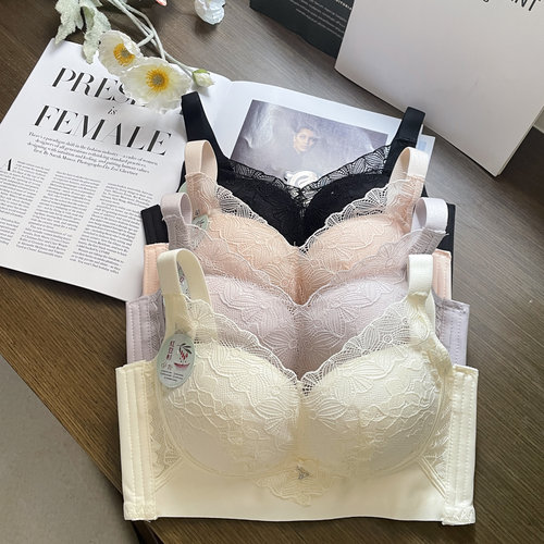 纤姿fr品牌内衣柔软透气无钢圈性感蕾丝聚拢小胸文胸收副乳调整形