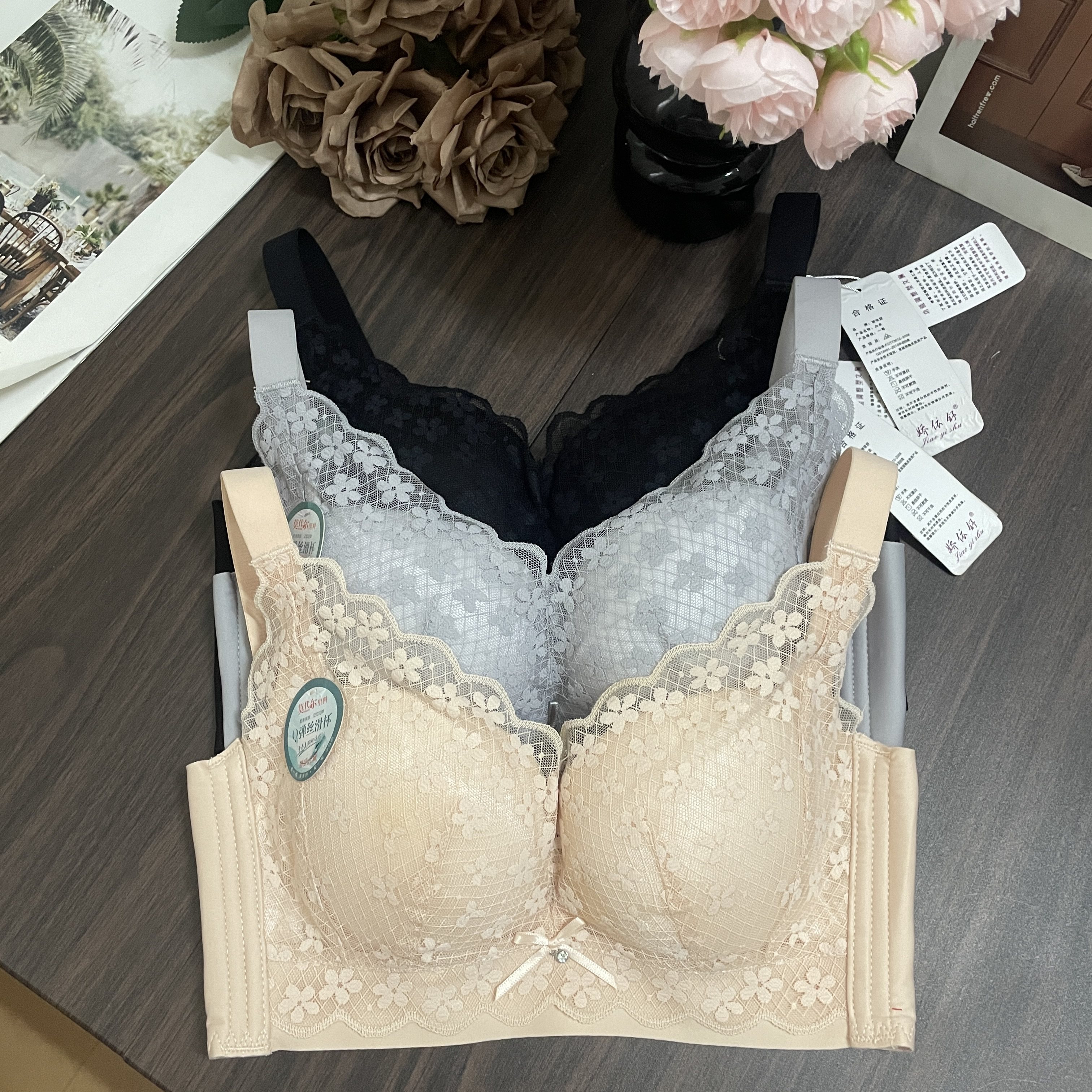 莫代尔中薄杯无钢圈聚拢调整蕾丝小碎花内衣文胸,女士内衣/男士内衣/家居服,文胸,淘宝优惠券,粉丝福利购,淘宝优惠卷