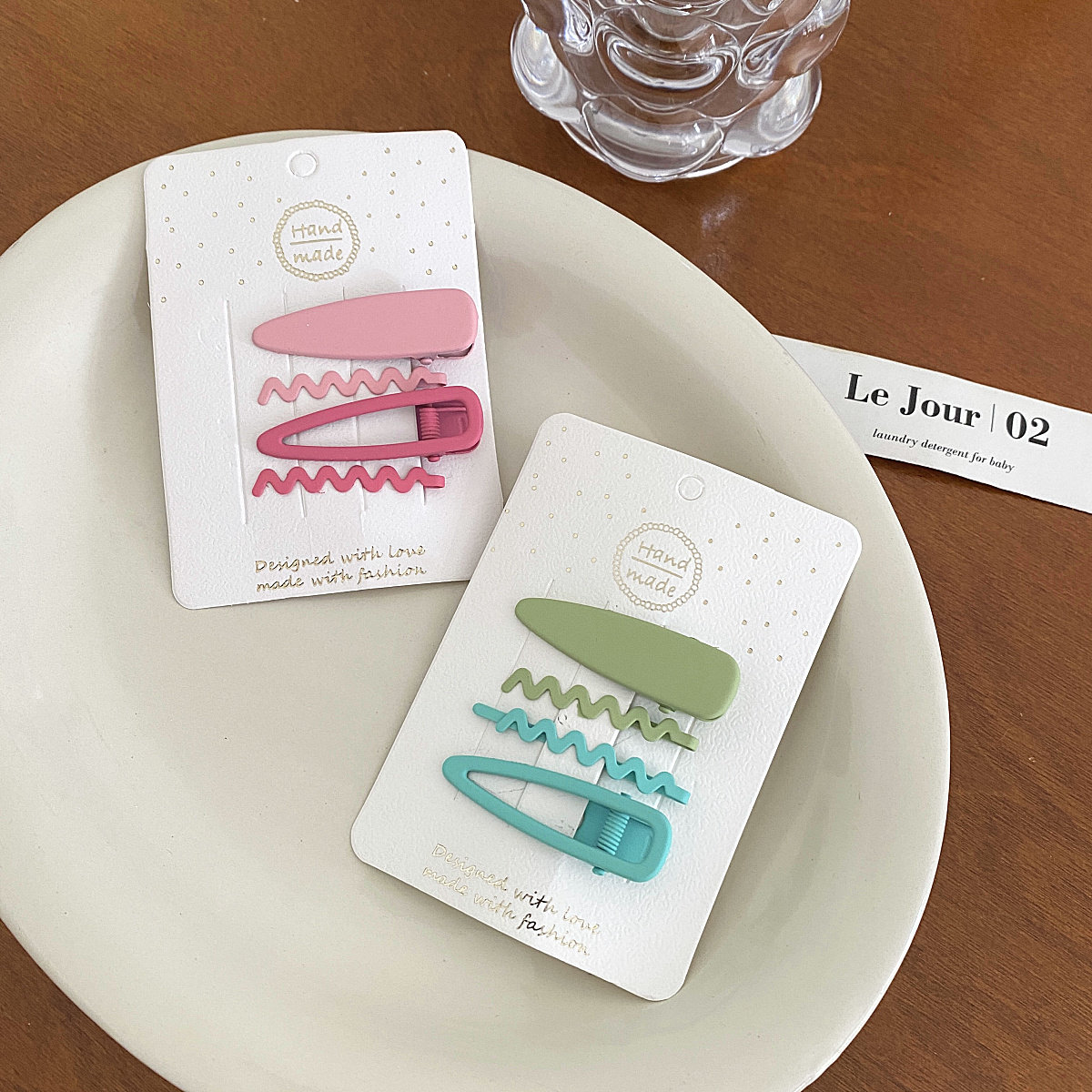 ins日韩可可爱爱少女刘海头饰bb夹波浪一字夹抓夹磨砂夹子套装女