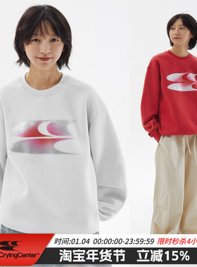 CryingCenter 渐变粉银3clogo宽松圆领长袖加绒卫衣 哭喊中心