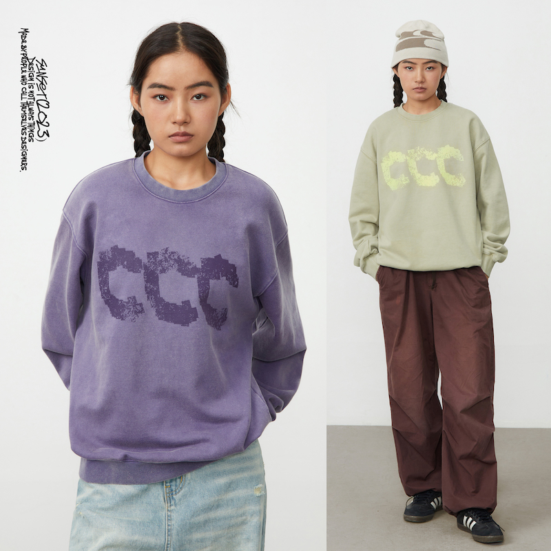 cryingcenter圆领复古水洗卫衣