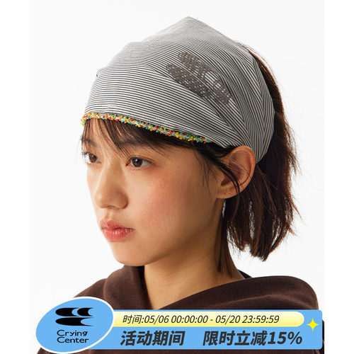 CryingCenter 贝壳彩珠花边条纹头巾发带百搭 哭喊中心