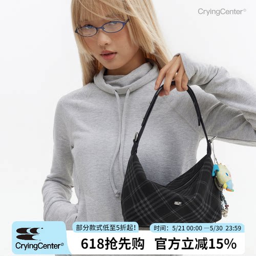 cryingcenter格纹青春流行斜挎包
