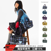 CryingCenter多色复古格纹托特包 含云朵挂件 斜挎单肩包大小号