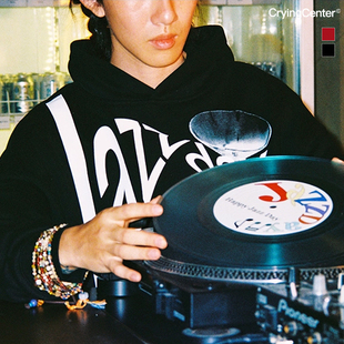 CryingCenterJazzDay字母印花廓形宽松连帽加绒卫衣 男女款