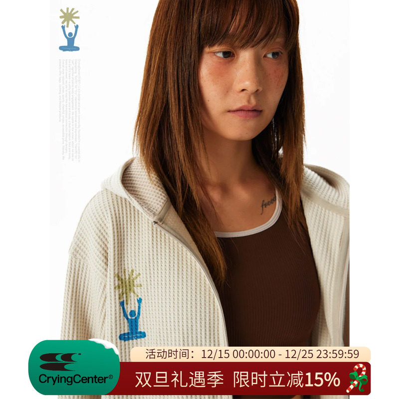 CryingCenter 太阳人华夫格针织复古拉链卫衣 哭喊中心