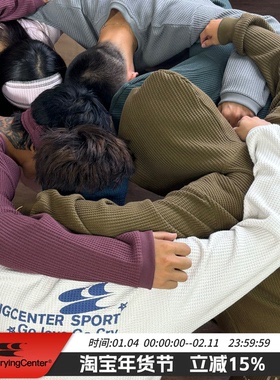 CryingCenter 初秋薄款Go love go cry华夫格印花长袖宽松休闲T恤