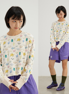 CryingCenter alldollscode 米色华夫格挖孔袖口休闲长袖哭喊中心