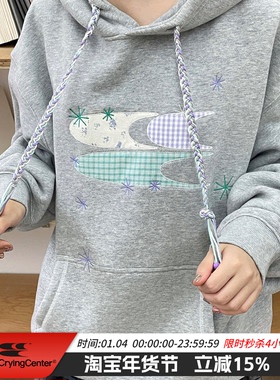 CryingCenter 碎花格纹拼布加绒卫衣 哭喊中心