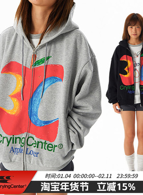 CryingCenter 摇粒绒底3c苹果拉链女款短卫衣 男女同款 哭喊中心