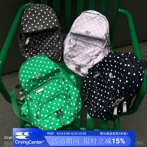 CryingCenter波点尼龙野餐登山包防泼水户外双肩书包小号中号
