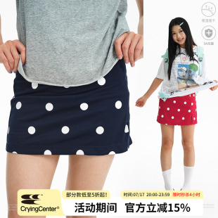 CryingCenter复古波点漩涡速干抗菌羽毛球针织半裙裙裤松紧腰
