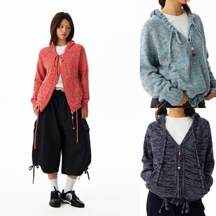 哭喊中心 扣子拉链针织卫衣毛衣 CryingCenter 卷曲花纱短款