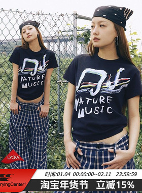 CryingCenter 灵蛇音符自然音乐 正肩印花短袖蓝色  哭喊中心