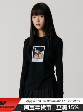 荒木經惟 x CryingCenter 哭喊中心 花 宝丽来恐龙女款长袖黑色