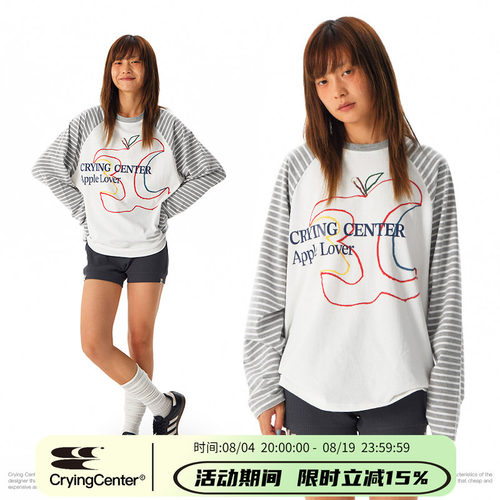 CryingCenter 3C苹果条纹插肩袖长tee 哭喊中心