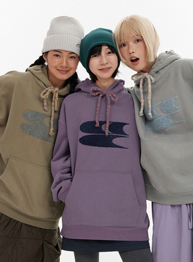 CryingCenter 秋冬连帽毛巾绣logo彩点抽绳加绒加厚卫衣 哭喊中心