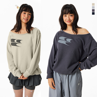 女款 CryingCenter一字斜肩logo卫衣软糯加绒休闲显瘦秋装 上衣长袖