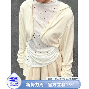 哭喊中心 上衣休闲宽松开衫 CryingCenter连帽纽扣短款 长袖