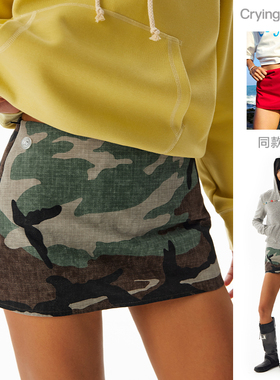 CryingCenter 做旧迷彩格纹运动短裙 哭喊中心