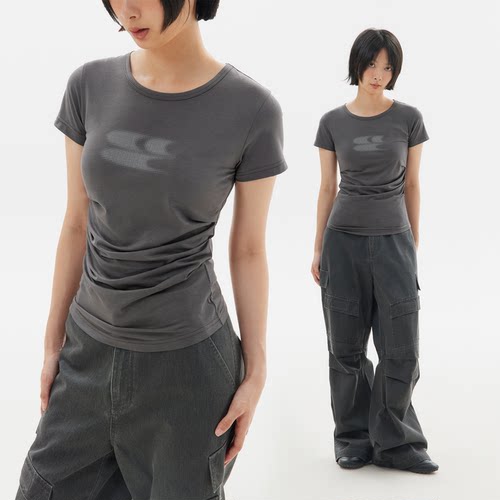 短袖青春流行薄收腰女