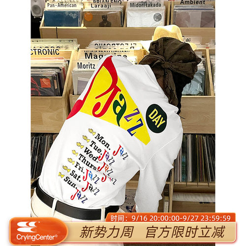 CryingCenterJazzDay每天都要jazz宽松chill空气感印花长袖