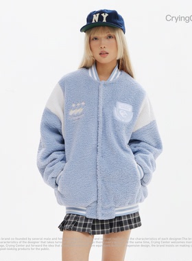 CryingCenter 软糯女高宽大拼接摇粒绒夹克 哭喊中心