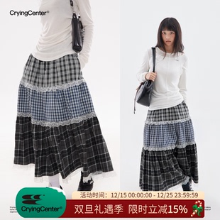 哭喊中心 格纹花边撞色拼接蛋糕裙 CryingCenter 经典