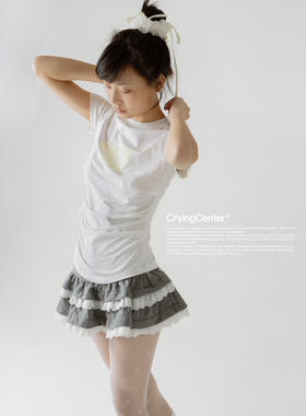 CryingCenter 三色渐变经典Logo圆领凉感冰皮面料上衣收腰合身款